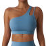 Egy vállú sportmelltartó Backless Workout Sports Top Push Up Effect Sportmelltartó kék