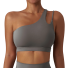 Egy vállú sportmelltartó Backless Workout Sports Top Push Up Effect Sportmelltartó szürke