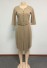 Einfarbiges Kleid mit Faltenrock beige