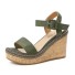 Eleganckie damskie sandały na klinie zielony