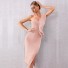 Elegantes One-Shoulder-Kleid apricot