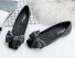 Fényes női balerina cipő masnival J1734 fekete