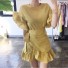 Fodros nyári mini ruha sárga