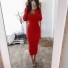 Francesca női kötött ruha piros