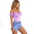 Gerüschtes Crop-Top für Damen B133 hellviolett