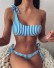 Gestreifter Damen-Bikini P579 blau