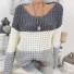 Gestreifter Strickpullover für Damen dunkelgrau