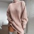 Gestrickter Oversize-Rollkragenpullover für Damen G320 rosa