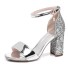 Glitzernde Damensandalen mit Pailletten silbern