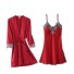 Halat de baie și cămașă de noapte pentru femei P2584 roșu