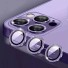 Hátsó kamera védőüveg iPhone 14 / 14 Plus / 15-höz, strassz váz lila