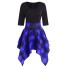 Herbstkleid mit kariertem Rock blau