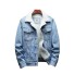 Herren-Jeans-Winterjacke mit Fell hellblau