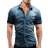 Herren-Jeanshemd F458 dunkelblau