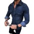 Herren-Jeanshemd F536 dunkelblau