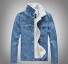 Herren-Jeansjacke mit Fell blau