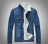 Herren-Jeansjacke mit Fell dunkelblau