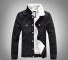 Herren-Jeansjacke mit Fell schwarz