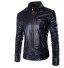 Herren-Lederjacke mit Kragen J2068 schwarz