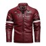 Herren-Motorradjacke aus Leder weinrot