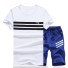 Herren-Set mit Streifen – T-Shirt und Shorts J979 blau-weiß