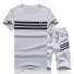 Herren-Set mit Streifen – T-Shirt und Shorts J979 grau