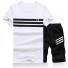 Herren-Set mit Streifen – T-Shirt und Shorts J979 schwarz-weiß