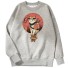 Herren-Sweatshirt mit Katze hellgrau