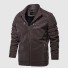 Herren-Winterlederjacke mit Kragen dunkelbraun