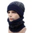 Herren-Wintermütze + Nackenwärmer J2095 dunkelblau