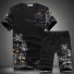 Herrenset mit Palmen – T-Shirt und Shorts J1562 schwarz