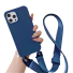 Husa din silicon mat cu curea pentru iPhone 15 Plus albastru