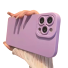 Husa din silicon mat cu protectie pentru lentile pentru iPhone 15 Pro Max violet