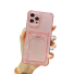 Husa transparenta cu buzunar pentru card pentru iPhone 15 Plus roz