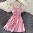 Jednobarevné mini šaty na ramínka světle růžová