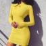 Jesienna mini sukienka z golfem żółty