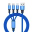 Kabel ładujący Micro USB / USB-C / Lightning niebieski
