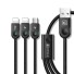 Kabel USB do transmisji danych 2x Lightning / Micro USB czarny