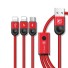 Kabel USB do transmisji danych 2x Lightning / Micro USB czerwony