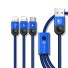 Kabel USB do transmisji danych 2x Lightning / Micro USB niebieski
