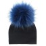 Kinder-Wintermütze mit bunten Pompons J3029 blau