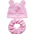 Kindermütze mit Ohren und Nackenband Set 2-tlg rosa