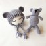 Kindermütze und Teddybär-Set 2-tlg grau