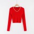 Krótki sweter damski czerwony