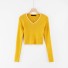 Krótki sweter damski żółty