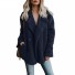 Kunstpelzmantel für Damen P1433 dunkelblau