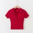 Kurzes Damen-T-Shirt mit Kragen rot