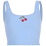 Kurzes Damen-Tanktop mit Kirsche hellblau