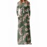 Květované šaty s dlouhým rukávem armádní zelená