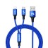 Lade-USB-Kabel für Micro USB / Lightning blau